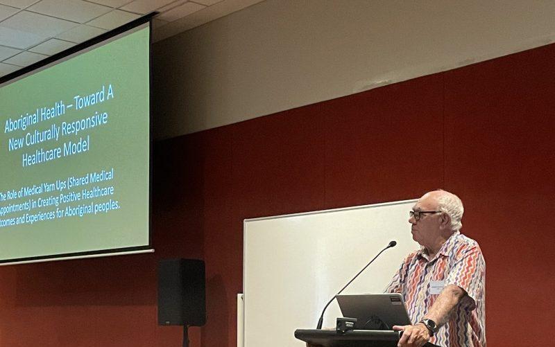Prof Bob Morgan AO, presenting in Alice Springs at the AMSANT conference