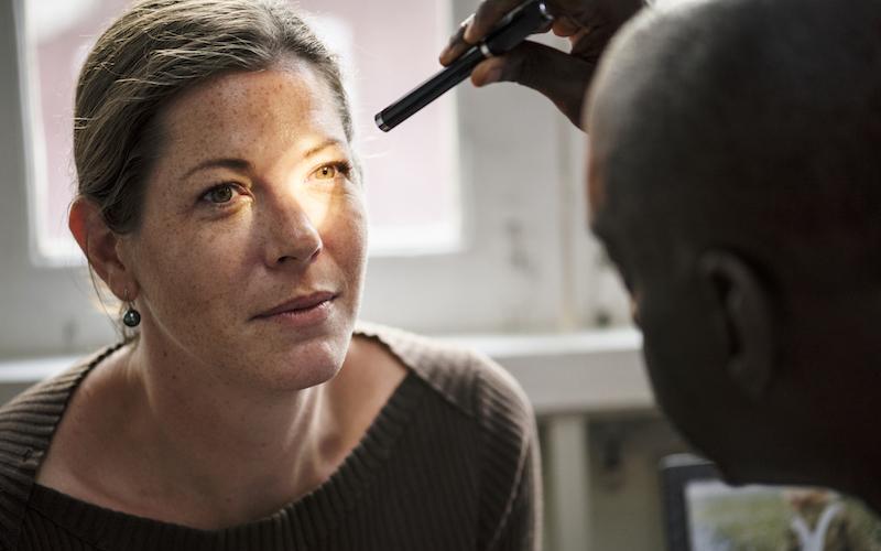 Woman getting an eye examination
