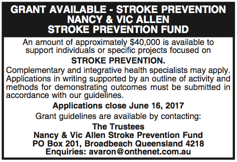 Stroke Prevention Grant Advertisement