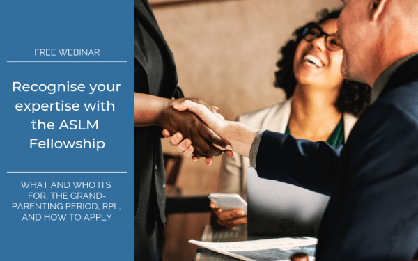 Recognise your expertise with the ASLM Fellowship webinar header