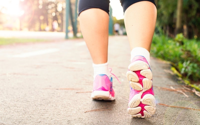 close up of a runners' sneakers