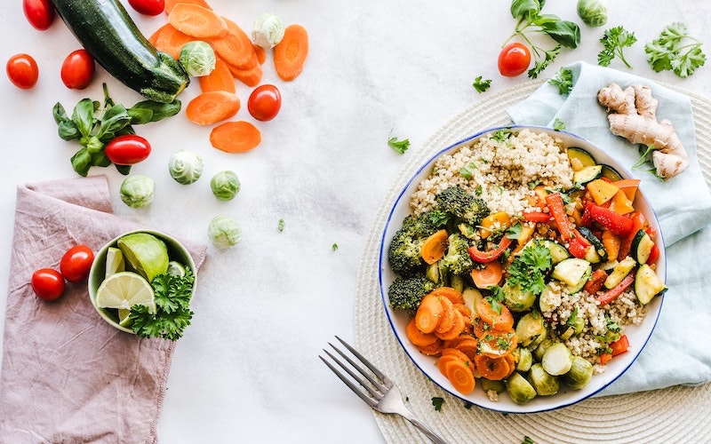 Plant-based foods pictured on plate